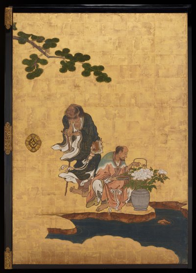Taoistische Unsterbliche, ca. 1647 (Tinte, Farben und Gold auf Papier) von Kano Sansetsu